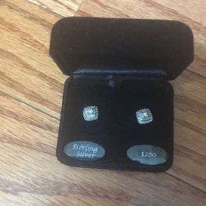 Silver diamond earrings